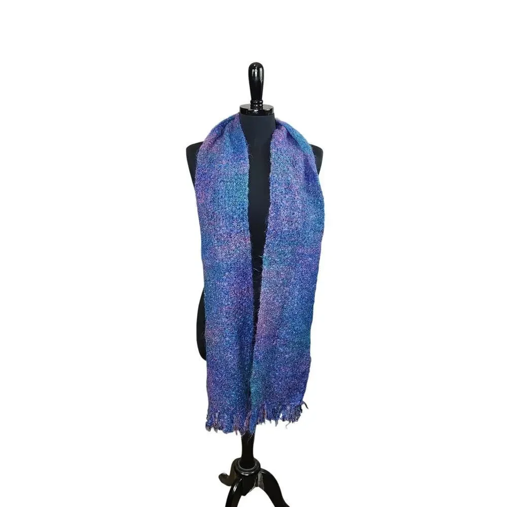 Avoca Handweavers Wool Scarf Purple Blue Made In Ireland
